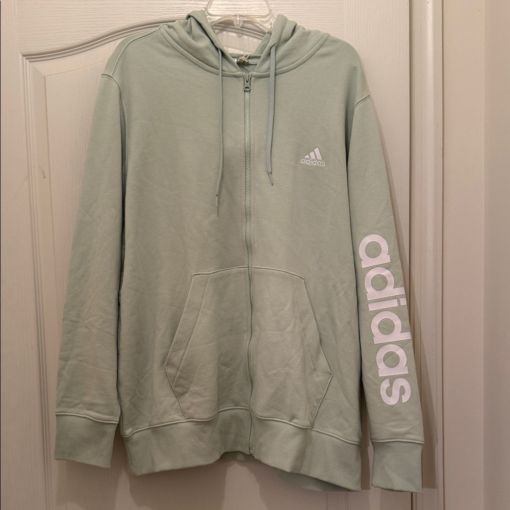 Adidas Mint Green Full-Zip Hoodie